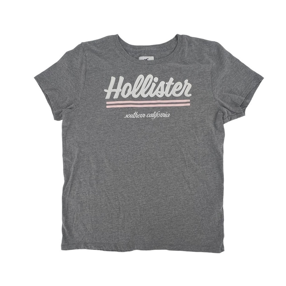 Hollister Gray Short Sleeve Logo T-Shirt Size Large Women’s